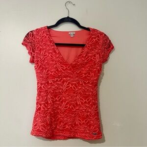 Coral pink lace top size XS